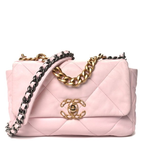 Authentic CHANEL 19 Lambskin Quilted Medium Flap Light Pink Pristine - Picture 3 of 14